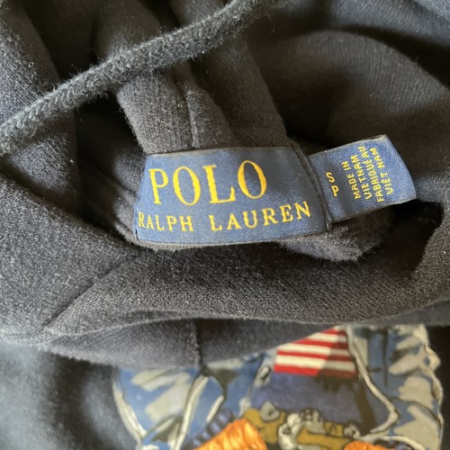 Polo Ralph Lauren Youth Small American Flag Denim Bear Fleece Pullover Hoodie - Picture 4 of 11