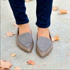 Madewell Calf Hair Pointed Toe Slip On Loafers in Grey Size 8
