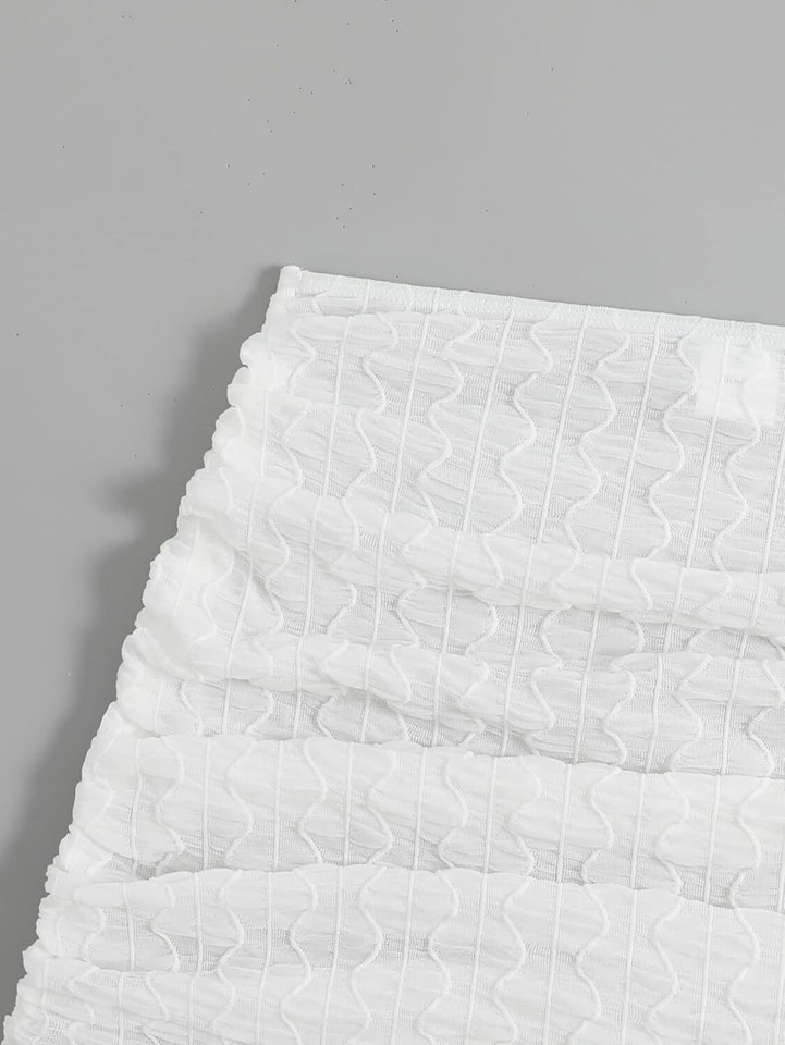 COZYEASE Women's Beach Cover Up Skirt Sheer Mesh Ruched Medium, White