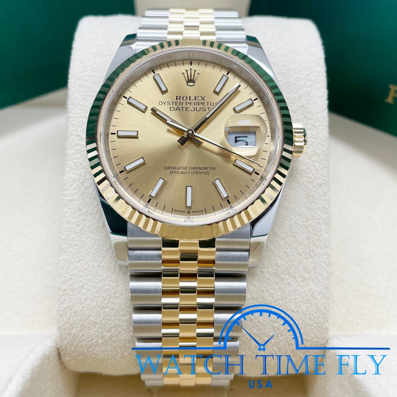 Kæreste ørn Skeptisk Rolex 2022 Datejust 36mm 126233 Two-Tone Steel/Yellow Gold Fluted Champagne  Dial | eBay