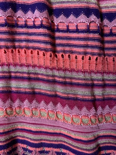 Chico's 1 Women's Sz M Zig Zag Carly Duster Open Cardigan Pink Eclectic Casual - Picture 7 of 12