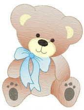 Baby Boy Quilt Block Bear Embroidered Large