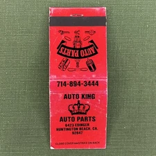 Vintage Matchbook Auto King Auto Parts Huntington Beach CA Matches Unstruck