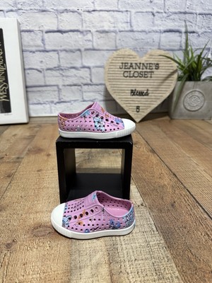 Native Jefferson Little Girls C4 Purple Floral Print Water Shoes Sneaker Beach
