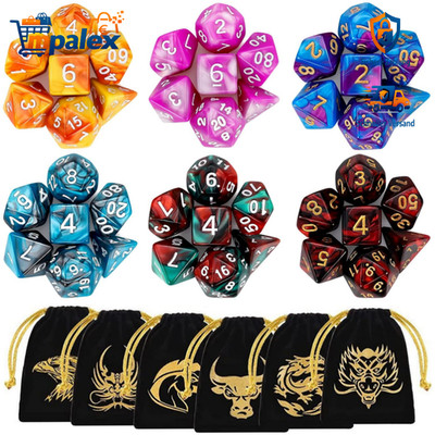 Polyedrische Würfel 6 Sets 42 Stück DND RPG D20 D12 D10 Tabletop Bunt Acryl