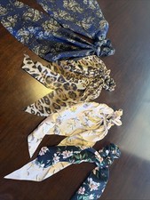 Scunci Blue Paisley Scarf Scrunchie Pink Hair Tie Boho Ponytail X4 BB