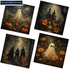 50Pcs Halloween Paper Napkins - 4 in 1 Designs 2-Ply, 6.5 × inchs 4BYH