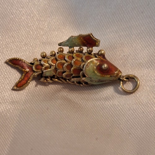 Vintage Articulated Koi Fish Pendant Gold Tone