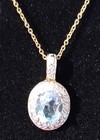 Sterling Silver 925 Jewelry Gold Vermeil Oval Blue Topaz & Diamond Necklace — photo 4
