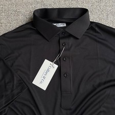Collars & Co. Polo Mens Large Short Sleeve Black Performance Dress Collar Shirt