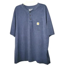 Carhartt Mens 2XL Loose Fit Henley Shirt Heavyweight Durable Cotton Workwear 