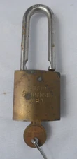 Vintage American Series 560 Junkunc Bros. Solid Brass Steel Ball Padlock w/Key