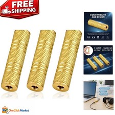 3 Pcs Gold-Plated 3.5mm Female to Female Stereo Adapters for High-Quality Sound