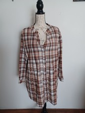 Sadie &Sage Brown Multi GEORGE Plaid Shirt Dress Womens Size Small