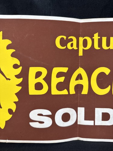 ✨Vintage Werbung Strand Buff Bräunung Öl Papier Schild 23,75”x10”✨ - Bild 3 von 8