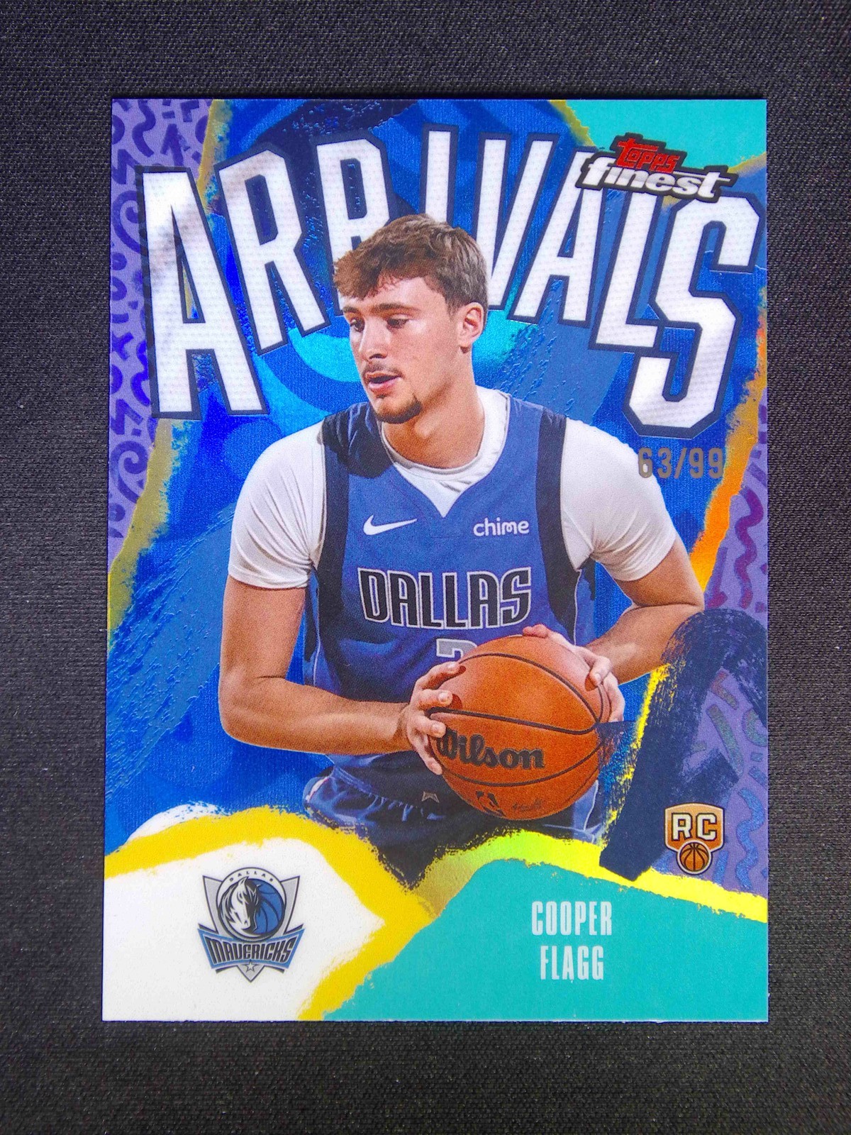 2025-26 Topps Finest Cooper Flagg RC Rookie Arrivals Blue Refractor /99
