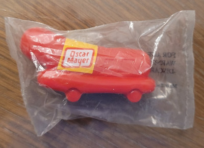 Vintage Plastic 2  Oscar Mayer Hot Dog Whistle Promo Wiener Mobile - SEALED