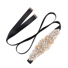 Crystal Bridal Belt Pearl Sash Rhinestones Wedding Belt for Bride Dress