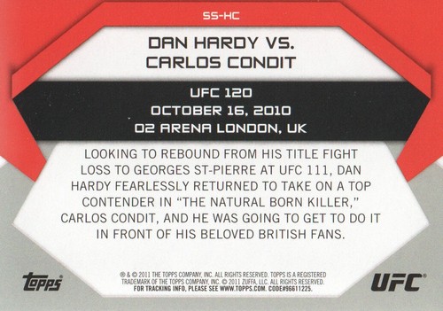 2011 Topps UFC Moment of Truth Showdown Shots #SSHC Dan Hardy Carlos Condit 120 - 第 2/2 張圖片