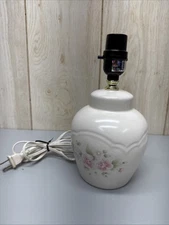 Vintage Pfaltzgraff Tea Rose Ginger Jar 9" Table Lamp Light Floral No Shade