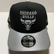 New Era Chicago Bulls Black Metallic Silver 9Fifty A-Frame Snapback Hat Cap NBA