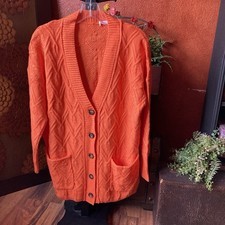Kirundo Size Medium Tangerine Acrylic Cardigan Sweater