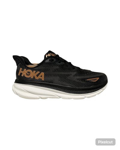 Hoka One One Clifton 9 Wide Womens Size 9.5B Black Copper Running Shoes Sneakers - Bild 3 von 13