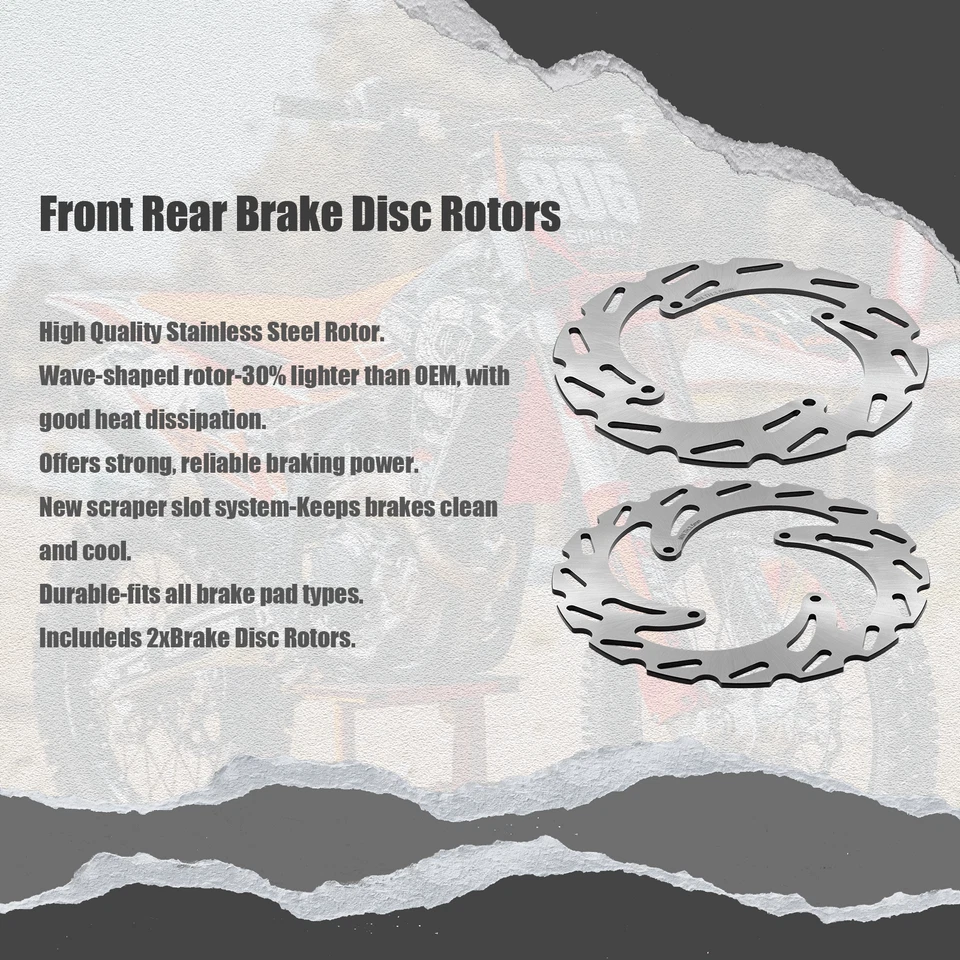 For KTM 85 SX (17/14) 2016 2017 2018 2019 2020 Front Rear Brake Disc Rotors Foto 2 de 4