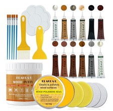 Furniture Repair Kit 26pcs TouchUp Filler 12Colors, Wood Putty Beeswax Scratches