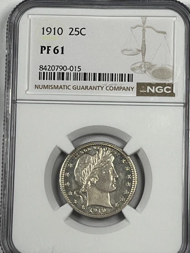 1910 Barber Quarter : NGC PF61