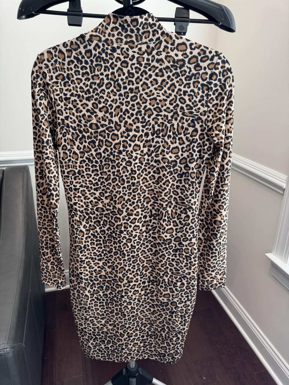 Bardot Designer Women's Br/Blk Leopard-Print Mock-Neck Bodycon Mini Dress 8/M