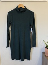 Old Navy Ribbed Knit Turtleneck Sweater Dress Dark Green Long Sleeve L