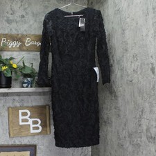 X By Xscape Womens Soutache Lace Long-Sleeve Lace Dress XC264 Black 8