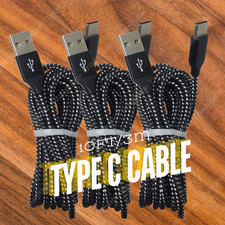 10FT Type C USB Fast Charging Cord Charger Cable Data Sync For Samsung Android