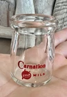 Vintage Carnation Miniature Glass Milk/Cream Bottle 3/4 oz 1 11/16” (1)