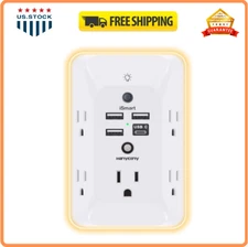 Outlet Extender with Night Light, Multi Plug Outlet, USB Wall Charger Surge Prot