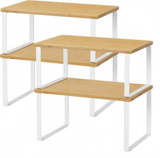 Bamboo Kitchen Cabinet and Counter Shelf Organizer, Stackable  Expandable, Set