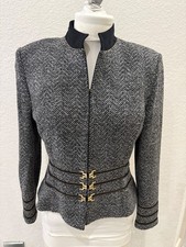 st John knit fitted Sz 8 grey black with gold buckles palettes