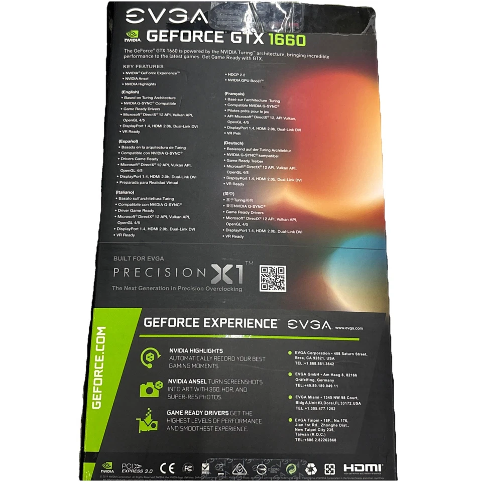 EVGA 06G-P4-1067-KR GeForce GTX 1660 SC Ultra Gaming 6GB GDDR5 Doble Ventilador Gráficos Foto 2 de 4