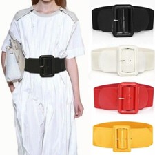 Women's Waist Belt Stretch Elastic Wide Buckle Ladies Dress Waistband Strap UK