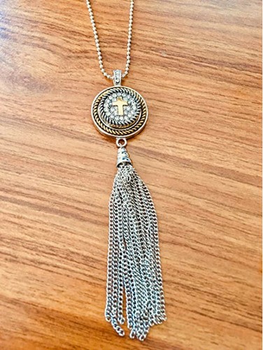 Snap Jewelry Gold Trim Tassel Necklace 32"+3" fits 18-20mm Ginger Style Charms N - Picture 5 of 10