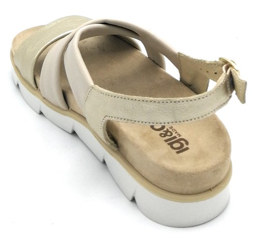 Igi e Co 5671022 sandalo pelle beige laminato platino cinturino fondo gomma Q - Imagen 3 de 4