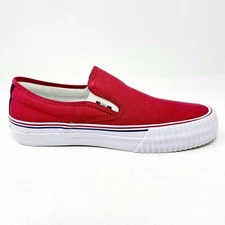 PF Flyer Center Slip On Red White Womens Shoes Casual Sneakers PM12OS2J