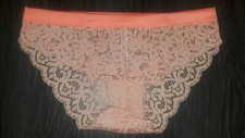 NEW VS body by victoria all over Lace bikini Panty Size small neon peach
