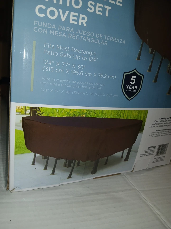 Cubierta rectangular para muebles de patio impermeable mesa de comedor exterior silla cubierta antipolvo Foto 2 de 4