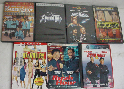 LOT x7 DVDS rush hour 2 deep valley barber shop spaceballs harold kumar spinal 