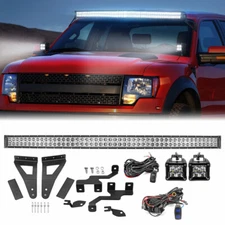 52'' Light Bar+3'' Pods Roof & Hood Mount Wire Kit For F150 SVT Raptor 2010-2014