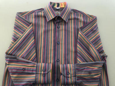 Unrecognizable Brand  EUC Multicolor Striped Cotton Long Sleeve Slim  XL