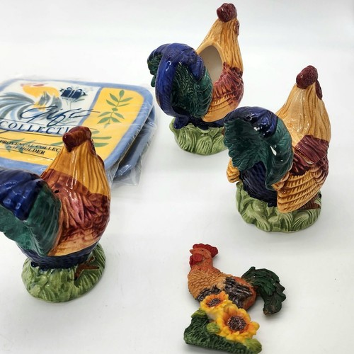 Kitchen Chicken Lot! 10 Pieces. Scrub Holder, Cream &Sugar, Napkin Holder, S&P + - Picture 7 of 22
