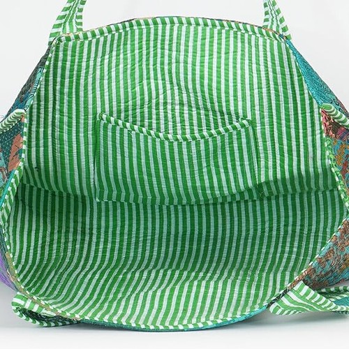 Borsa grande reversibile floreale patchwork cotone trapuntato shopping bag - Foto 17 di 72